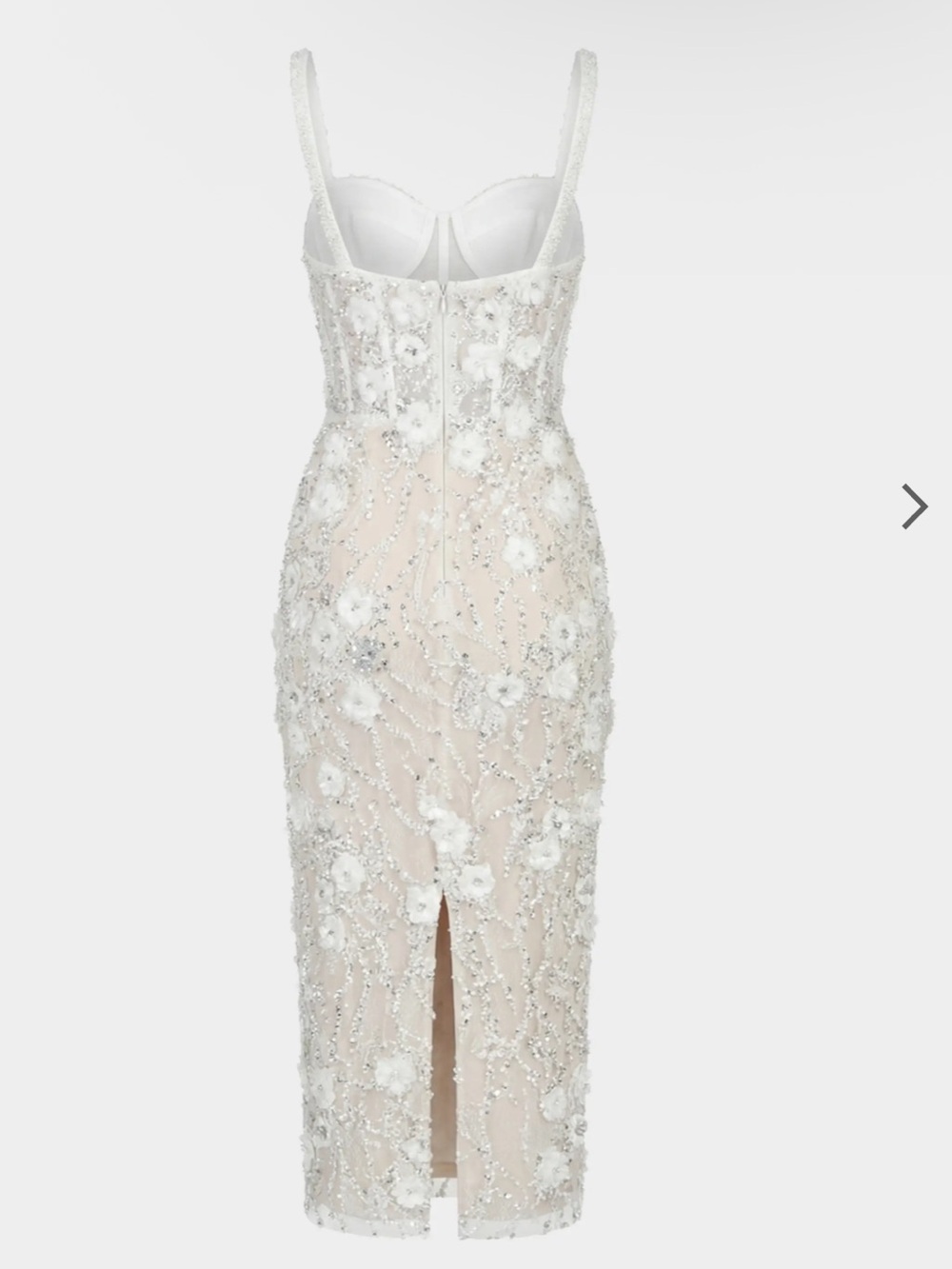 Mac Duggal White Beaded Floral Sheath Dress - Picture 5 of 9